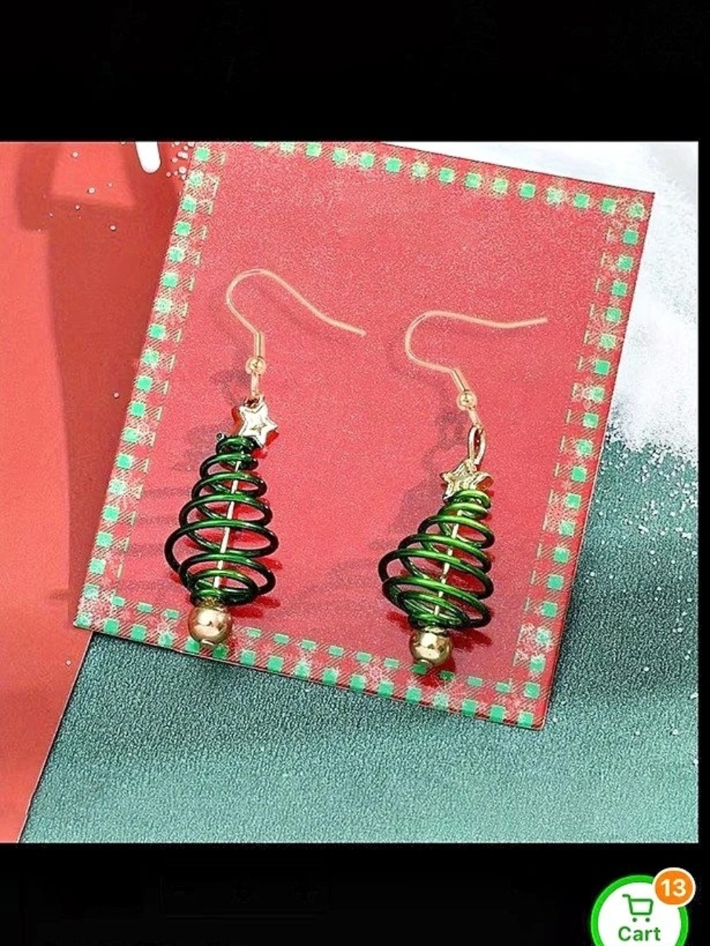 Green Christmas Tree Drop Fashion Earrings NWOT